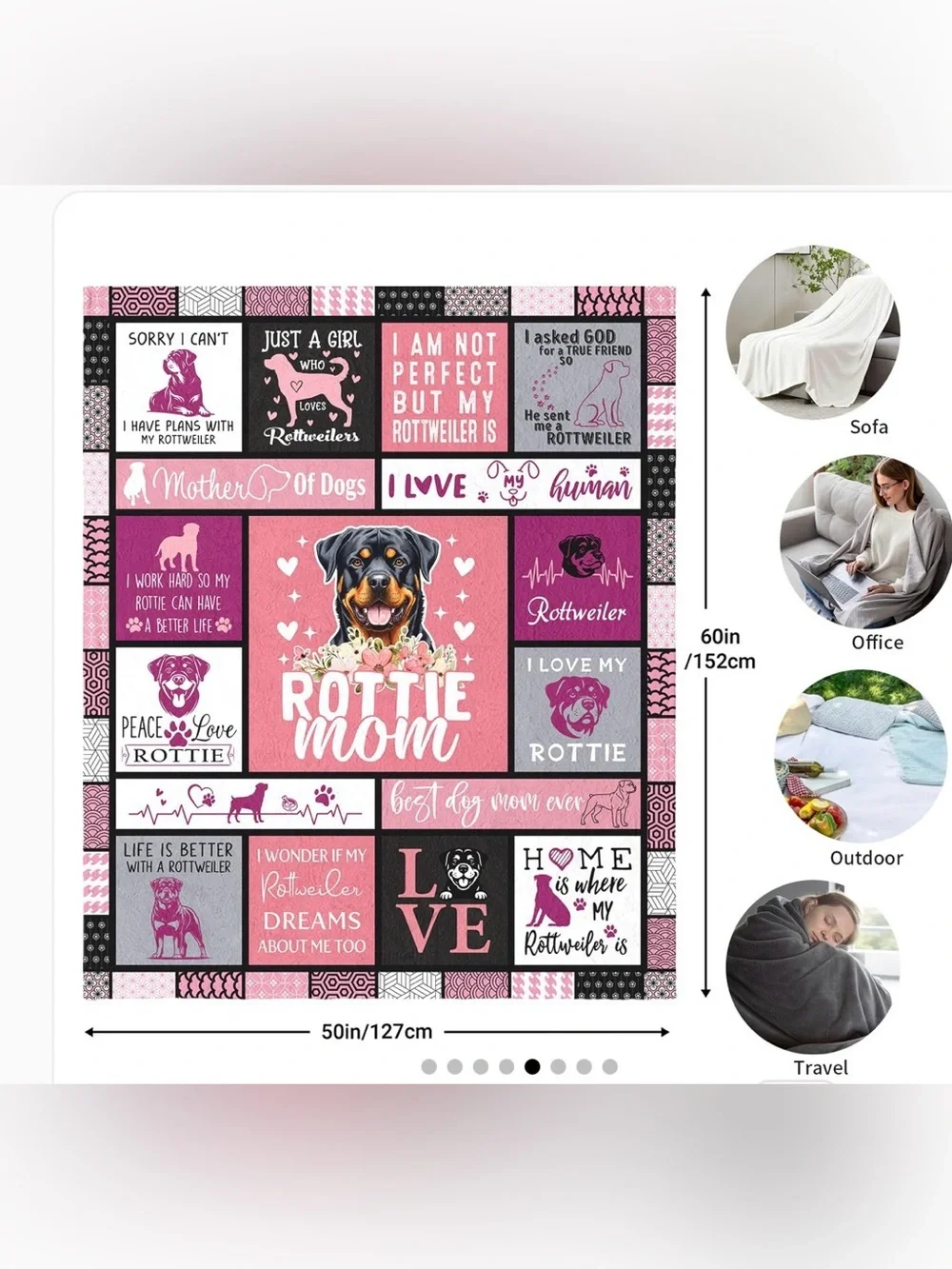 Rottweiler mom throw blanket 50x60